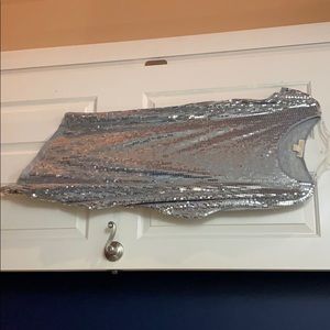 Silver sequin asymmetrical dress